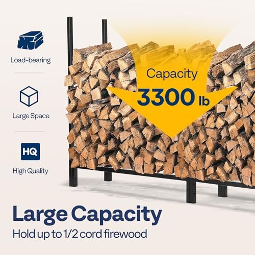 VIVOHOME Upgraded Heavy Duty 8 ft Firewood Rack Outdoor with Cover - Image 2