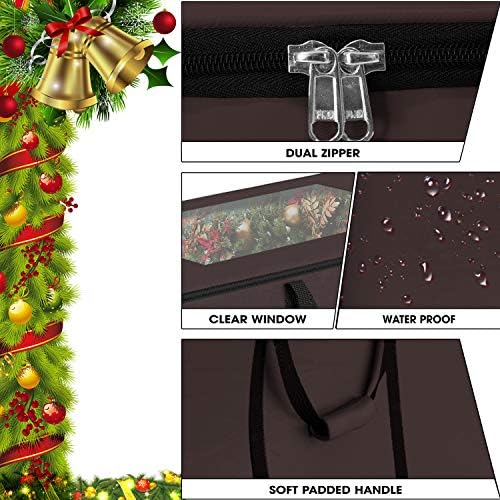 Christmas Tree Storage Bag Waterproof with Padded Carrying Handles & Dual zipper Superior Protection - Extra Large Container Duffle Bag fits up to 9 feet tall Xmas Artificial Tree (Coffee) - Image 3