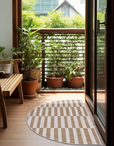 Unique Loom Outdoor Striped Collection Area Rug - Striped (3' 1" x 6' 1" Hearth Taupe/Ivory) - Image 4
