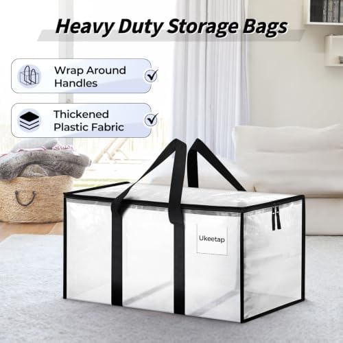 8 Pack Extra Large Clothes Storage Bins with Lids, Moving Bags, Clear - Image 4
