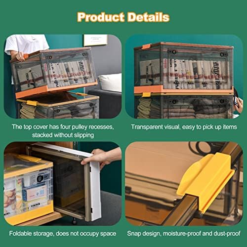 Ergocar Foldable Storage Boxes, Large Plastic Storage Boxes with Lid, Stackable Organiser, Wardrobe Storage Organiser, Grocery Storage, for Bedroom, Wardrobe, Office, Garage - Image 5