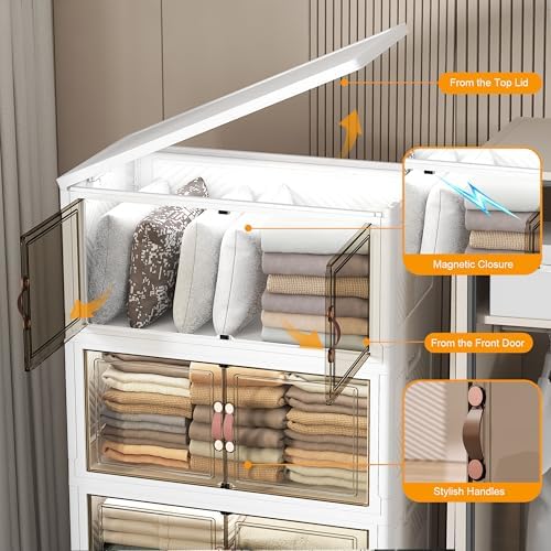 UAMFURI Stackable Storage Bins, 336QT Collapsible Drawers with 1 Lid - Image 6