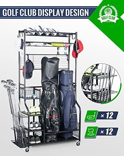Mythinglogic Golf Bag Storage Organizer with Club Rack for Garage - Image 4