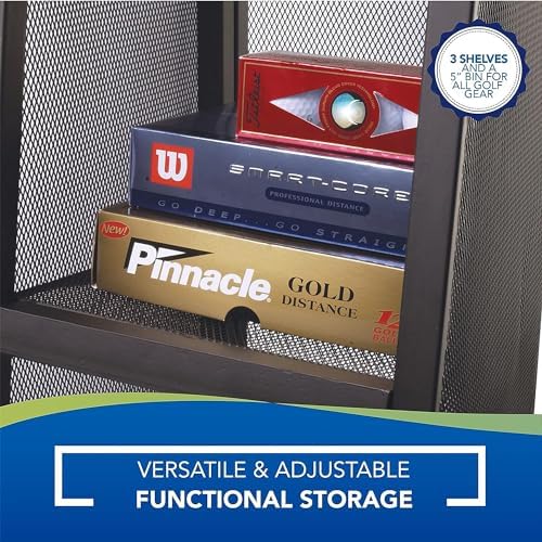 Suncast Golf Bag & Golfing Equipment Heavy-Duty Metal Organizer Rack w/ 3 Storage Shelves - Image 5