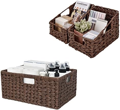 GRANNY SAYS Bundle of 1-Pack Extra Large Wicker Storage Basket for Organizing & 2-Pack Storage Baskets for Shelves by GRANNYSAYS