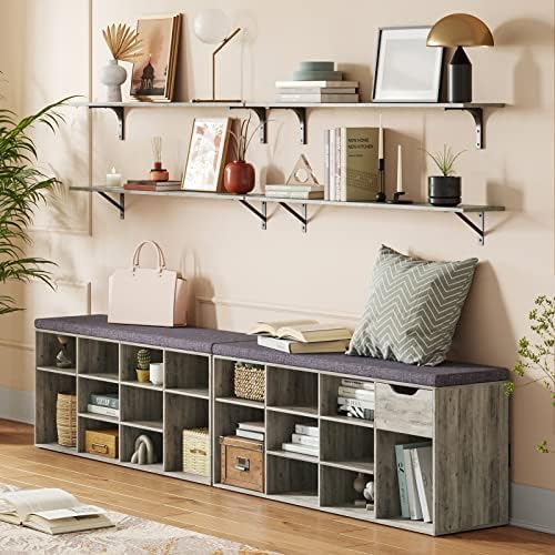 DINZI LVJ Long Wall Shelves, 55.1Inch Wooden Wall Mounted Shelves, Set of 2 - Image 2
