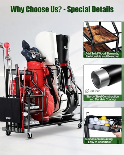 FHXZH Golf Bags Storage Garage Organizer - Golf Bag Stand with Wheels - Image 3