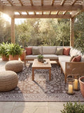 Rugs.com Outdoor Aztec Collection Rug – 10 Ft Square Brown Flatweave Rug Perfect for Living Rooms, Kitchens, Entryways by Rugscom