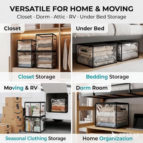 Transparent Storage Bags for Clothes, Extra Large PVC Storage Organizer with Zipper, Waterproof Clear Blanket Comforter Storage Bag for Bedding, Moving, Closet, Dorm, 30"L x 22"W x 25"H - Image 7