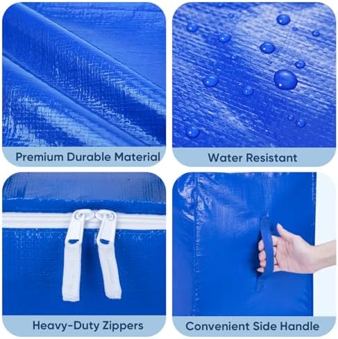BALEINE 8-Pack Oversized Moving Bags with Reinforced Handles, Heavy-Duty Storage Tote for Clothes, Moving Supplies (Royal Blue, 8-Pack) - Image 7