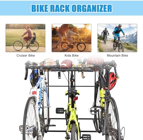 Mythinglogic 3-Bike Garage Storage Rack with Ball Basket and Hooks - Image 4