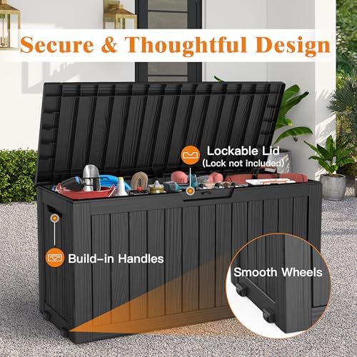 Outdoor Deck Storage Box, 75 Gallon Deck Box,Lockable Patio Storage Bench - Image 3