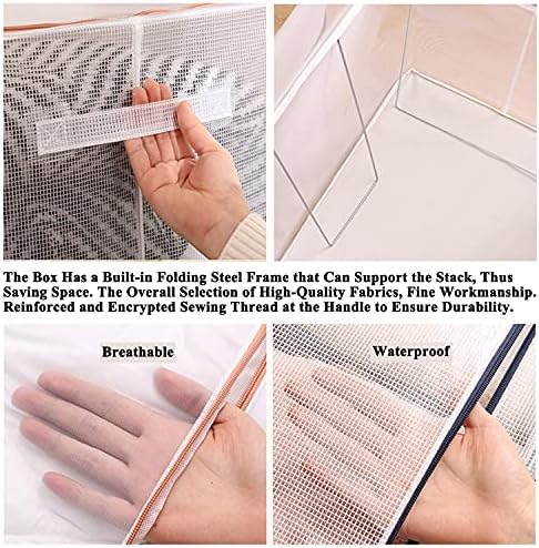 Steel Frame Storage Box Transparent Storage Box Quilt Storage Box Folding Wardrobe PVC or Nylon Fabric Extra Large Storage Bag (Orange Waterproof: 66L x 2Pcs + 80L x 2Pcs) - Image 6
