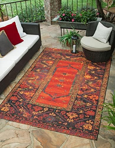 Unique Loom Outdoor Tribal Collection Area Rug - Quepos (2' x 3' 1" Rectangle, Multi/ Black) by UniqueLoom