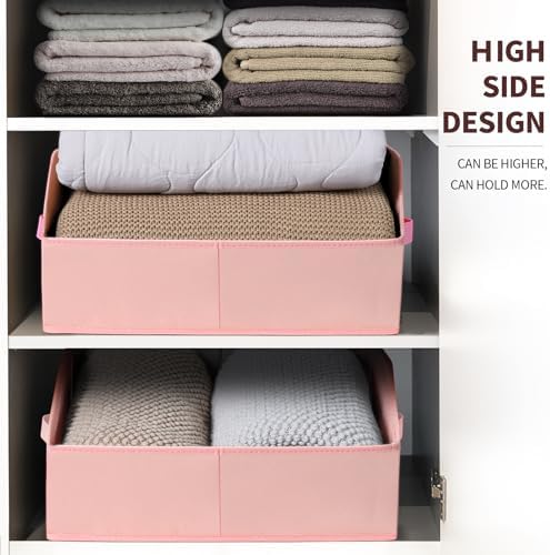 Homsorout Closet Baskets for Shelves Trapezoid - Decorative Storage Baskets with Handle, Closet Bins for Organization, Shelf Storage Bins for Clothes, Books, Home, Office, 8 Pack, Pink - Image 5