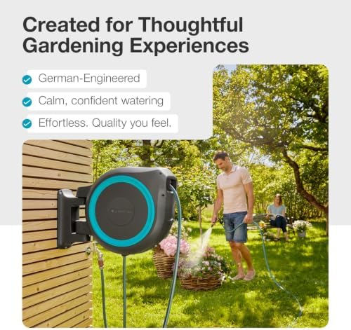 GARDENA Retractable Garden Hose Reel - 115 Feet - Auto Retract Hose Reel with 180° Swivel Wall Mount - Heavy Duty - Integrated Spray Nozzle - 18630 - Image 6