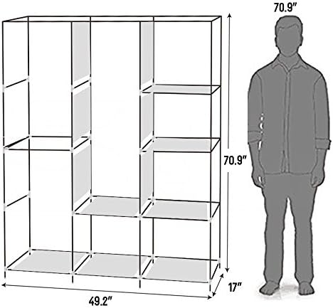 Knocbel Portable Closets Freestanding Closet Organzier Clothes Garment Rack with Storage Shelves & 3 Hanging Rods, 49.2" W x 17" D x 70.9" H Blue - Image 4