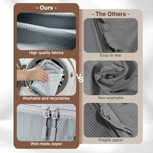 DIMJ Compression Storage Bags 8 Pack, 19L Clothes Storage Organizer for Blanket, Sweater, Closet, Sheet Storage Organizer Compression Packing Cubes for Sheet Bedding Toys Storage with Zipper(Gray) - Image 6