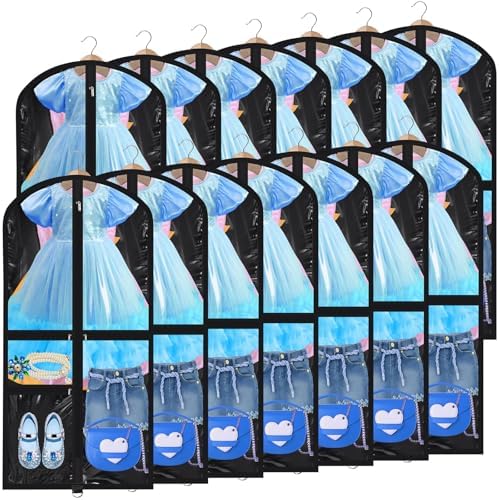 Geelin 14 Pcs Garment Bags for Dance PVC Clear, Translucent Black by Geelin