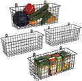 MaraFansie Extra Large Hanging Wall Basket 4-Pack Wall Mounted Wire Basket Cabinet Storage Bin Organizer Wall Shelves Farmhouse Decor for Home Kitchen Bathroom, Black by MakeStorageMoreFun