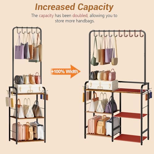 Hayexiha Large Purse Organizer for Closet, 3-Tier Double-Row Handbag Rack - Image 2