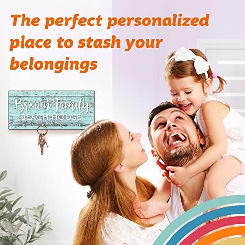 Pattern Pop Personalized Mint Rustic Wood Plank Look Beach House Key Hanger - Image 2