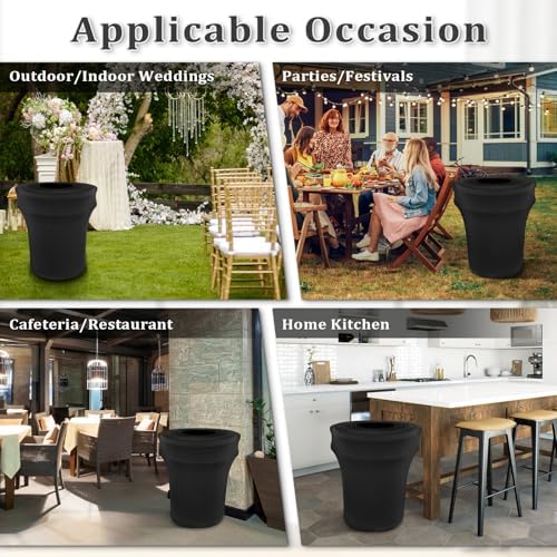 BSTKEY 44 Gallon Stretch Spandex Trash Can Cover, 2 Pack Outdoor Fitted Waste Container Cover Round Garbage Can Covers for Wedding Party Commercial Fundraiser Decor, Without Trash Can (Black) - Image 5