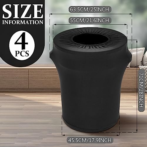 Tanlade 4 Pcs 32 Gallon Stretch Spandex Trash Can Covers Round, Black - Image 2