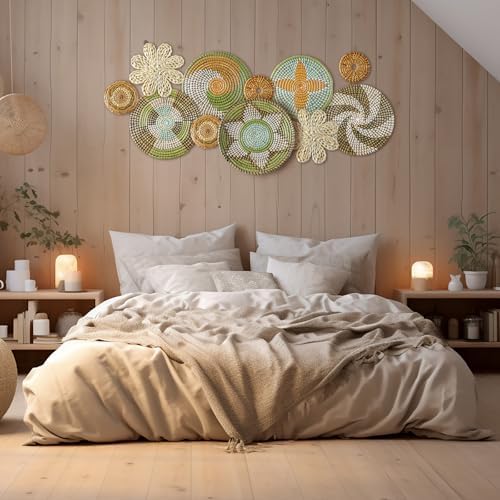 Tatuo 11 Pcs Boho Wall Basket Decor Woven Wall Hanging Art, Stylish - Image 5