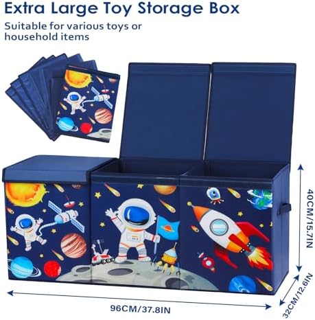 decalsweet Large Toy Box Collapsible Chest Organizer with Flip Lid for Kids - Image 2