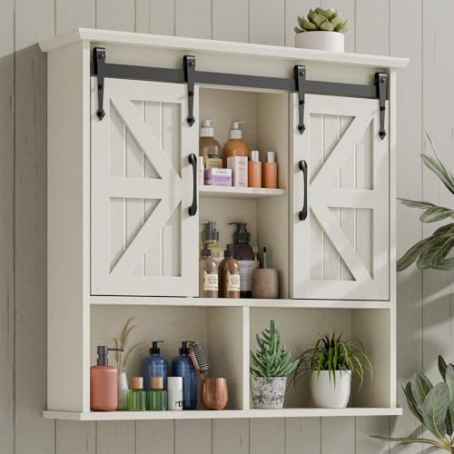 Vabches Bathroom Wall Cabinet, Farmhouse Medicine Cabinet, White by Vabches