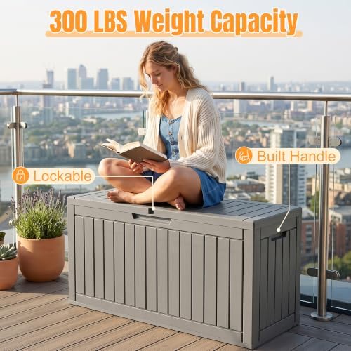 Outdoor Storage Box,120 Gallon Waterproof Resin Patio Deck Box - Image 6