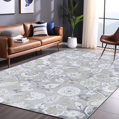 Luul Home Floral Indoor Outdoor Rugs 8x10 Large Area Rug for Living Room, Patio Decor, Kitchen, and Entryway Rug, Washable Stain Resistant Outside Carpet Beige 8 x 10 - Image 5