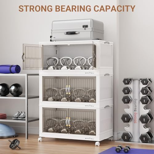 BROVIEW 300Qt Stackable Storage Bins with Lid for Home Dorm, 3Pack White - Image 6