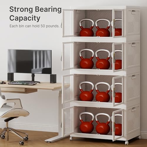 1088QT Stackable Storage Bins with Lids, 272Gal Foldable Storage Cabinets - Image 4