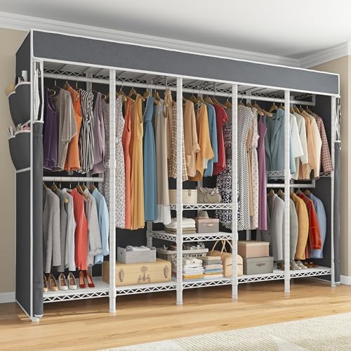 Raybee Clothes Rack with Cover, Portable Closet 1200LBS Adjustable Shelves by Raybee