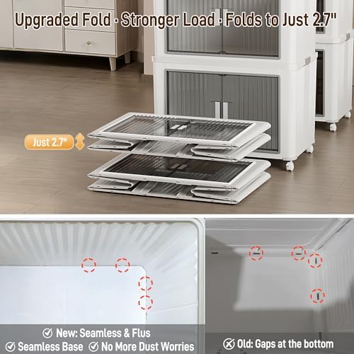 Folding Stackable Storage Bins with Lid, 280qt Plastic Organizer - Image 3
