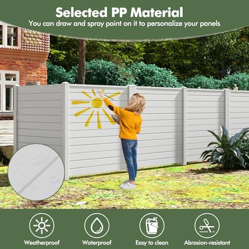 GIANTEX No-Dig Air Conditioner Fence, 4 Panels, 48''W x 48''H, White - Image 5