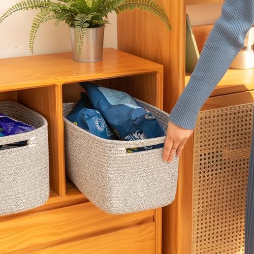 OIAHOMY 4 Pack Storage Baskets for Organizing 24L Cube Storage Bins Grey - Image 3