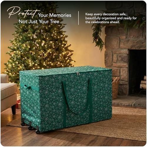 Covermates Christmas Tree Structured Rolling Storage Bag, Green Snowflake - Image 2