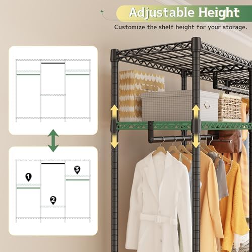 Raybee Clothes Rack, Heavy Duty Portable Closet, 3 Rods 9 Shelves, 800LBS - Image 4