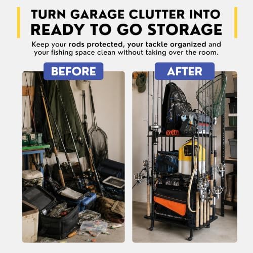 Rush Creek Creations Fishing Rod Holders for Garage W/ Lockable Wheels - Image 3