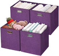 Posprica Storage Basket Bins,13×13×13 Foldable Storage Cube Boxes Fabric Drawer for Closet Shelf Cabinet Bookcase - Set of 4, Purple by Posprica