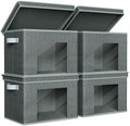 Univivi Fabric Storage Bins with Lids for Closet, 4 Pack, Black by Univivi