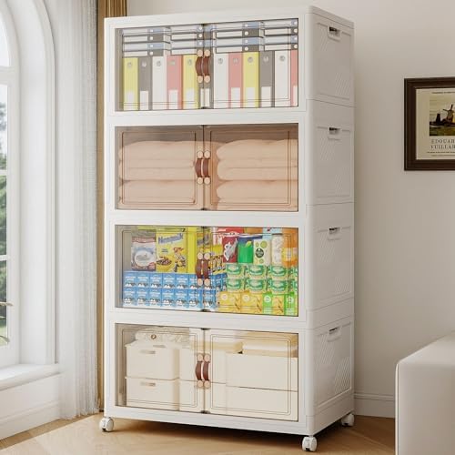936QT Extra Large Stackable Storage Bins with Lids & Wheel by VNVTO
