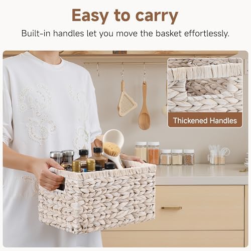 StorageWorks Wicker Storage Baskets for Shelves,White Wicker Baskets,2-Pack - Image 3