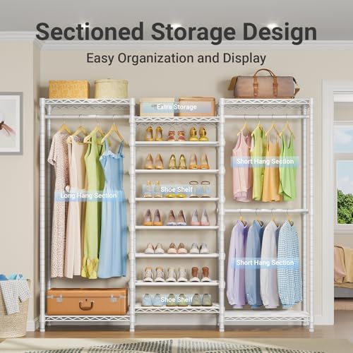 VIPEK S3 Freestanding Clothes Rack with 8-Tier Shoe Shelves, White - Image 3