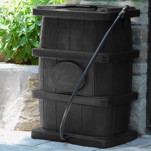FCMP Outdoor Slim Line Design Rain Barrel, 45 Gallon, Black - Image 4