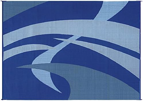 Stylish Camping 159123 Outdoor Patio / RV Camping Mat - Swirl (Blue/Gray/Black/White, 9-Feet x 12-Feet) - Image 4