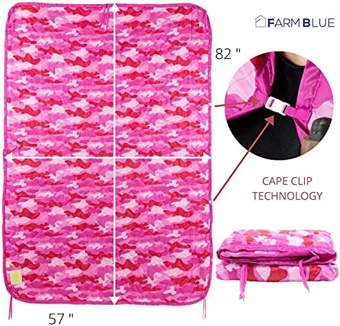 Farm Blue Pink Camo Military Camping Blanket - Woobie Blanket Poncho Liner - for Hiking Gear, Backpacking and Car Survival Blankets - Unique New Pretty N Pink Custom Pattern Avail at - Image 4